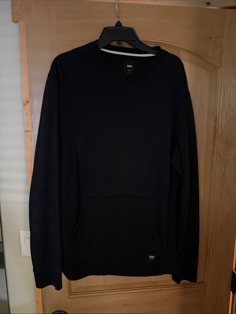 Vans Black Crewneck Sweatshirt with Front Pocket